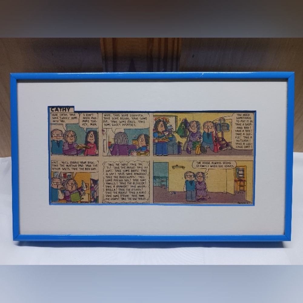 Newspaper Comic strip Cartoon Framed/"Cathy"/ Cathy Visits,Empty Nest